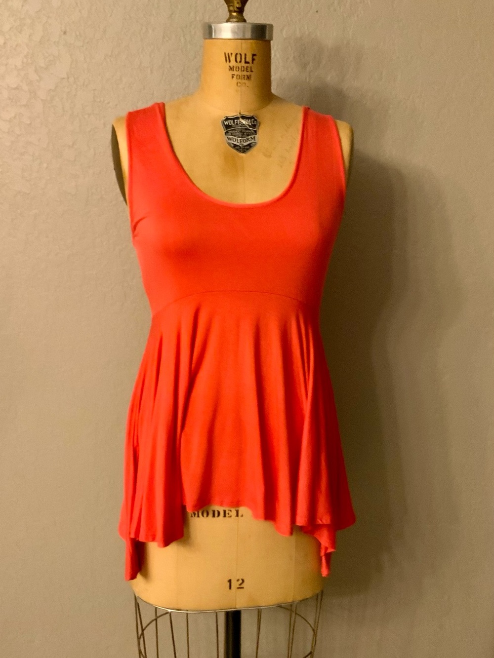 Boston Proper Vibrant Coral Scoop Neck Peplum Top